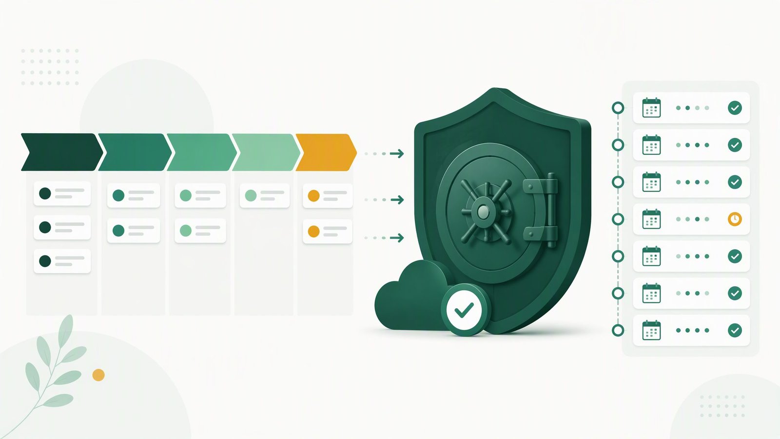Illustration of a sales pipeline protected by daily backup snapshots